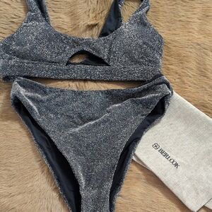 BeRlook Sparkle Black High-Waist Bikini Set